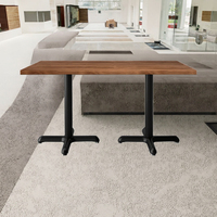 Table de restaurant en bois de rue à pieds croisés en acier noir de haute qualité 80x80 Design moderne Bois massif