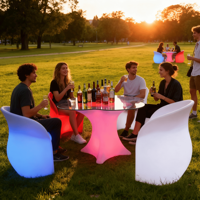 Table et chaises de bar illuminées et étanches pour soirées en plein air et supermarchés, ensembles de meubles pour la maison