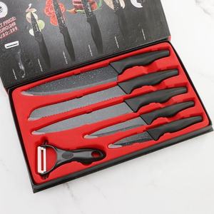 Exclusive 6-Piece Stainless Steel Marble Coating Kitchen Knife Set with Plastic Handles for Household Use - Product Image 3