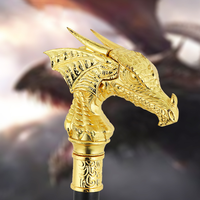 Großhandel Glänzender Goldener Flügel-Drachenkopf-Gehstock, Fantasy-Dekorativer Spazierstock für Cosplay Halloween Feiertagsgeschenke