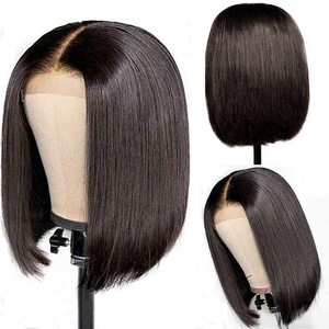 Nouvelle perruque bob noire pour femme, raie au milieu, courte et droite, synthétique, pleine, avec bonnet de simulation réaliste - Product Image 1