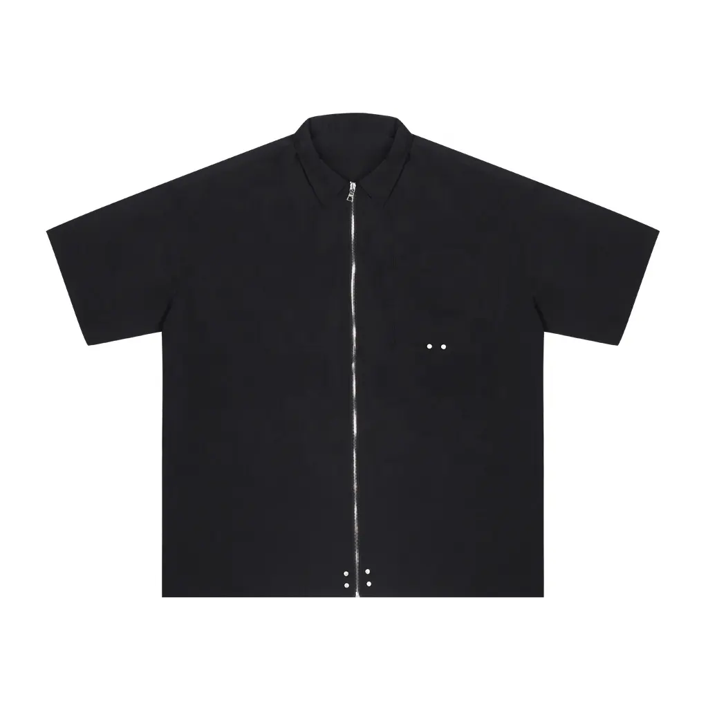 RUYI Custom zipper designer shirts for men 2023 short sleeve zip up shirt mens