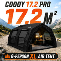 Tente gonflable familiale Coody 17.2 Familia Pro Air - Noire, grande taille, quatre saisons, portable, facile à installer, pour le camping en plein air