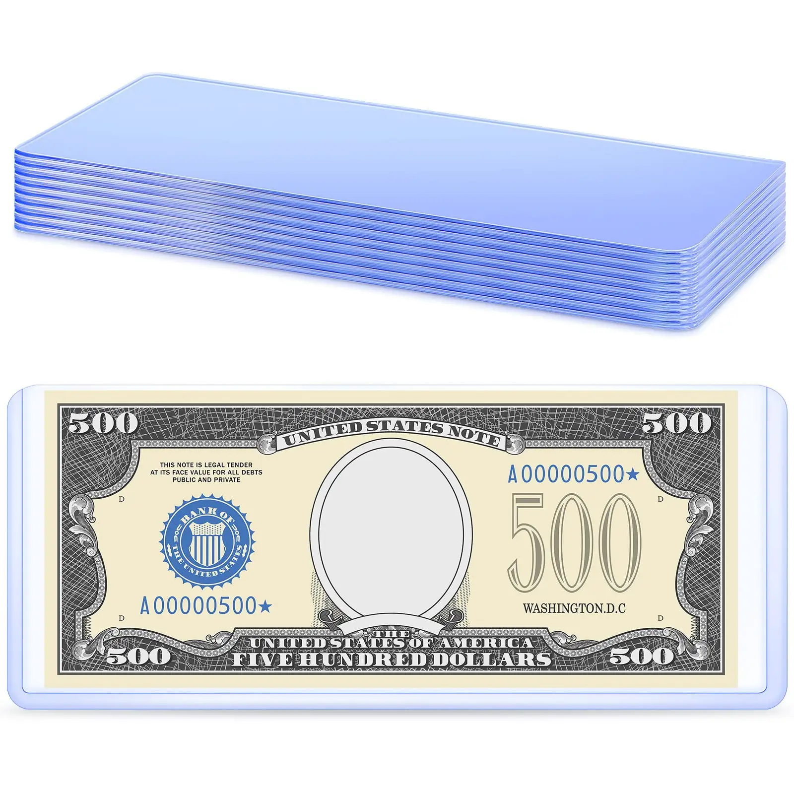 Tampons transparents pour billets de banque, 6.8X2.9 pouces, collection de billets en dollars, chargeur supérieur, protecteurs, manchons