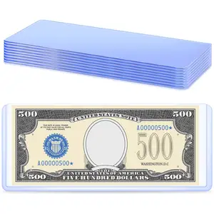 Custom 6.8 X 2.9 Inch Transparent Regular Currency Banknotes Stamp Collecting Dollar Bill Top Loader Protectors Holders Sleeves