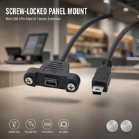 Câble d'extension Mini USB 5 broches mâle-femelle à montage sur panneau avec trou de fixation pour équipement industriel POS – Vente en gros