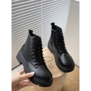 Botines Chelsea de Moda para Mujer, Botines Cómodos para Exteriores con Punta en Pico y Tacón Cuadrado Simple, Diseño Negro Liso - Product Image 4