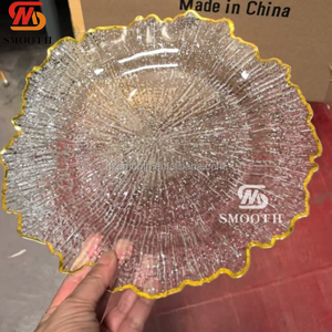 TOP Quality 13 Inch Transparent Round Glass Dishes Charger <b>Plate</b> Diamond Dinner <b>Plates</b> for Wedding Party Tableware - Product Image 4