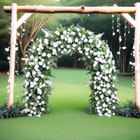 Arche de mariage incurvée 6 pieds x 7 pieds avec fleurs en soie, pliable et portable pour les mariages
