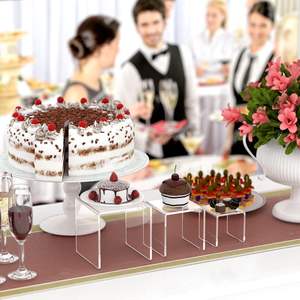 Rehausseurs d'affichage en acrylique transparent 2 ensembles, présentoirs à 3 niveaux pour figurines <span class=keywords><strong>Amiibo</strong></span> Pop, dessert, bijoux-3 "x 4" x <span class=keywords><strong>5</strong></span>" - Product Image 5