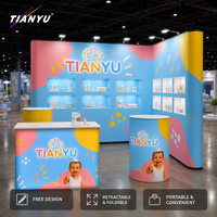 Ensemble d'affichage pop-up TIANYU, mur de fond en PVC magnétique, comptoir de réception pliable, système en aluminium, promotion pour salon professionnel