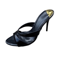 Sandal Stiletto Mules Seksi Model Open-Toe untuk Wanita, Fashion Musim Panas, Serbaguna, Hak Tinggi, Street Wear