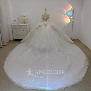 Robes de mariée à col cœur, épaules dénudées, dos lacé, broderie de perles, sequins, fleurs 3D de haute qualité Lsjj89 - Product Image 6