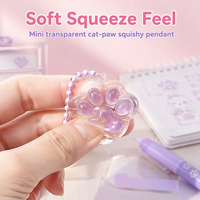 Porte-clés triple patte de chat souple en TPR transparent, jouet anti-stress rebondissant, mini breloque pour filles et adultes, vente en gros