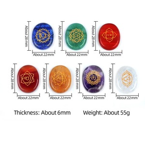 Juego de Piedras de los 7 Chakras de <span class=keywords><strong>Yoga</strong></span>, Forma Ovalada, Estilo Feng Shui, Decoración del Hogar, Venta al por Mayor de Fábrica, Seguro Comercial, Hecho de Ágata - Product Image 3