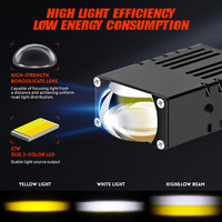 Nouvelles feux de brouillard à LED ultra-lumineux avec lentille de projection, faisceau haut et bas, double couleur, pour calandre de voiture