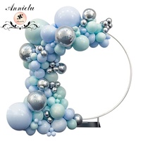 Support de toile de fond circulaire ANNIELU Premium en fer et aluminium, cadre rond robuste pour décoration de mariage, ballons et fêtes