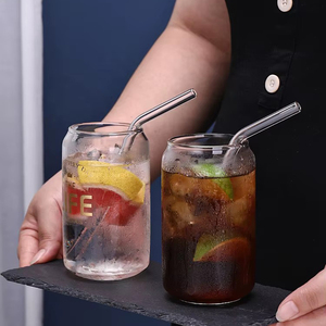 Vasos de Vidrio de Borosilicato con Descuento, <span class=keywords><strong>Precio</strong></span> Directo de Fábrica, para Bebidas, <span class=keywords><strong>Agua</strong></span>, Cola, Cerveza, con Tapa de Bambú y Pajita - Product Image 5