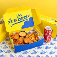 Boîte en carton personnalisée pour la restauration rapide, pliable, pour frites, ailes de poulet, hamburgers, à emporter, avec logo imprimé