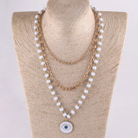 Collier ras du cou punk rond avec pierres disco, chaîne de chapelet en verre cristal noir multiple, pendentif croix à 3 couches