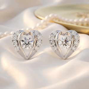 Pendientes de tuerca con diseño de corazón, corte brillante redondo, oro, color D, natural, certificado GIA, joyería romántica para mujer, para boda - Product Image 1