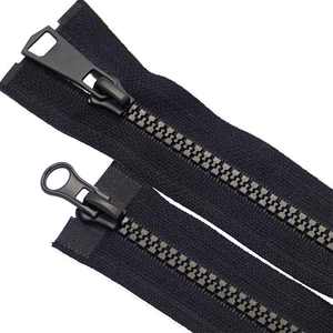 Bxyab — <span class=keywords><strong>fermeture</strong></span> à glissière à <span class=keywords><strong>Double</strong></span> denture pour vêtement domestique, résine 5 # de haute qualité, vente en gros, grandes dents noires, Textile et vêtement - Product Image 4