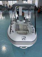 Bateau semi-rigide en aluminium de 11,5 pieds pour 6 personnes, Achilles Hypalon, avec compartiment de rangement avant en aluminium, auvent pliable, rouleau de quille à dégagement rapide