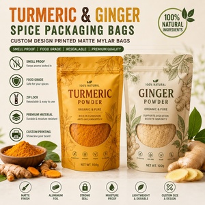 Custom Design Printed Matte Food Turmeric Ginger Spice Packaging Smell Proof Mylar <b>Bags</b> Aluminum Foil <b>Zip</b> <b>Lock</b> Pouch - Product Image 1
