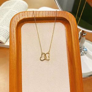 Collier pendentif double cœur en or 18 carats Xinfly, bijoux élégants et raffinés, cadeau idéal pour la Saint-Valentin, un anniversaire, en promotion - Product Image 2