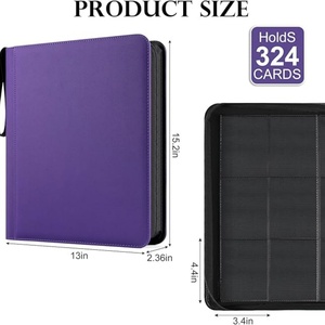 Customized Large Capacity 9 Pocket Trading <b>Card</b> <b>Binder</b> PP Inner Pages Premium PU Leather Zipper Just Case Acrylics for - Product Image 4