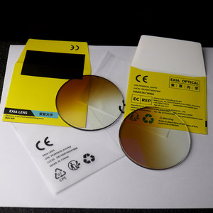 Verres de lunettes de soleil photochromiques EXIA Lens X51 <span class=keywords><strong>MR</strong></span>-8 1.61 avec revêtement Spin Coating, dégradé gris photochromique, marron, SHMC, revêtement bleu - Product Image 6