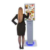 Kiosque de commande en libre-service incurvé Android 11 12 13 avec lecteur de code QR et imprimante de reçus pour les magasins de détail