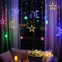 Moon Star Rideau String Light 8-Mode Intérieur Noël Moyen-Orient Festival Décor Utilisation Extérieure pour Fenêtre Mur Maison pour Ramadan