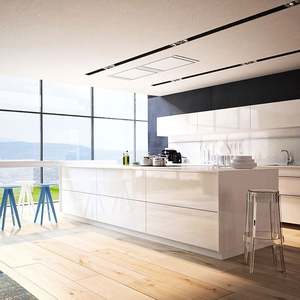 Meubles de cuisine en MDF laqué haute brillance et accessoires avec îlot en stratifié et pierre de quartz - Design moderne, très demandé - Product Image 5