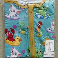 Piyama Jumpsuit Bayi Serat Bambu RTS Mystery Box Organik Anak-anak Motif Kartun Bernapas Resleting Eropa Amerika