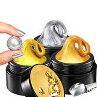 Gel de modelage 3D sans rinçage Or Argent, Pâte solide non collante, Gel de sculpture haute résistance pour extension d'ongles UV