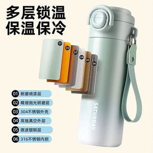 Saturday Kids Insulated Water <b>Bottle</b> 316 Stainless Steel Double Lid With Straw For School And Pregnancy Use - Product Image 2