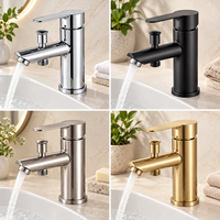 Robinet de lavabo extérieur en acier inoxydable à poignée unique de style moderne, installation facile sur le plan, eau chaude et froide, pour lavabo domestique