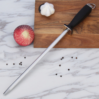 TOALLWIN Accessoire de cuisine en acier au carbone, aiguiseur de couteau de chef 8/10/12 pouces, tige d'affûtage manuelle pour couteaux de cuisine