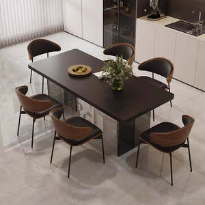 Set Tavolo da Pranzo Moderno di Lusso Italiano con Piano in Pietra Sinterizzata Nera e Struttura in Acrilico, Tavolo Classico per Sala da Pranzo - Product Image 3