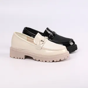 Wholesale Women Loafers Shoes Ladies Black And White Thick Bottom Shoes Comfortable Leather Loafers Shoes For Women