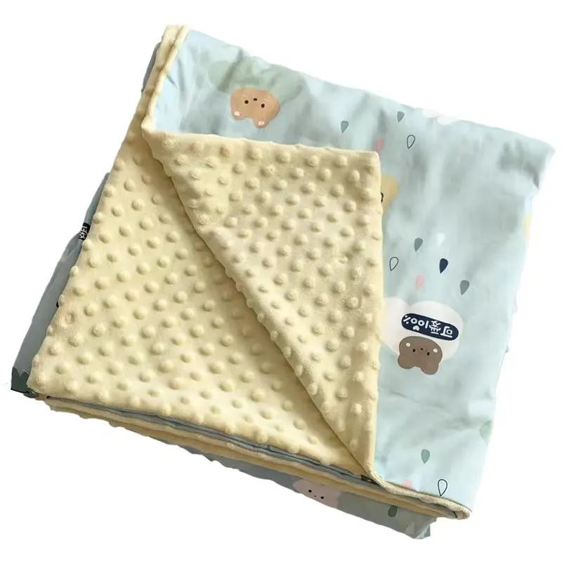 newest high quality fleece comforter minky dot sublimated print baby blanket
