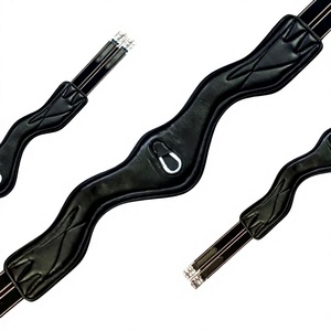 Sangle anatomique d'équitation en cuir souple avec rembourrage en néoprène double couche, boucles élastiques SS, équipement d'équitation - Product Image 1