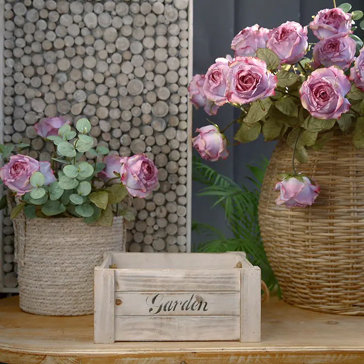 67 см романтичная искусственная Одиночная ветка, ткань с перегоревшими краями, розовая, зеленая Роза, цветок