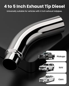 Codo de Escape Reductor de Alto Rendimiento de Acero Inoxidable de 4" OD a 5" OD Universal para Coche, Punta de Escape Modificada para Coche - Product Image 6