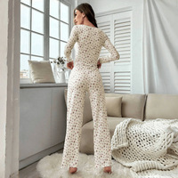 Pyjama pour femmes, automne et hiver, décontracté, tendance, imprimé floral, ensemble en tricot côtelé à manches longues