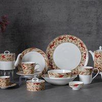 P&T Nouveaux Ensembles de Vaisselle Colorés Design Moderne Géométrique en Porcelaine Fine Assiettes à Dîner pour Hôtels Vente en Gros