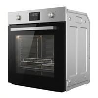 Four électrique multifonctionnel encastrable 66L en acier inoxydable avec verre trempé, contrôle mécanique du minuterie, pour cuisson domestique individuelle
