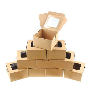 บรรจุภัณฑ์ขนมเดียว<span class=keywords><strong>กับ</strong></span>หน้าต่างแสดงผลที่ชัดเจ<span class=keywords><strong>น</strong></span><span class=keywords><strong>โดนัท</strong></span>มิ<span class=keywords><strong>น</strong></span>ิเค้กพายชิ้นขนมนำออกภาชนะกล่องเบเกอรี่กระดาษคราฟท์ - Product Image 4