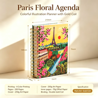 Agenda personnalisé professionnel avec couverture en tissu imprimé, reliure spirale, planificateur quotidien, hebdomadaire, mensuel, cadeau